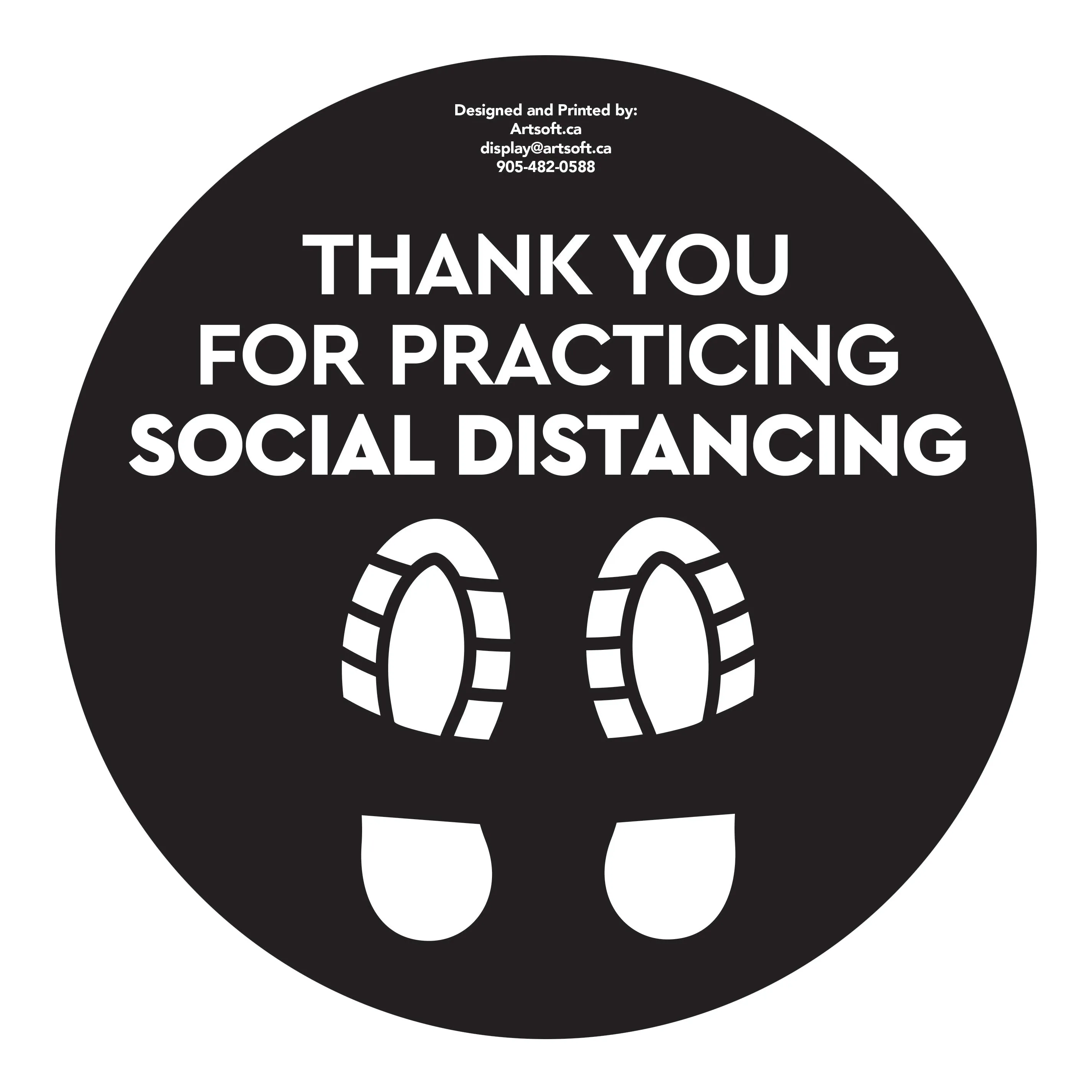 17" FootPrint- Social Distancing Anti-slip Floor Stickers - 6 Color Available