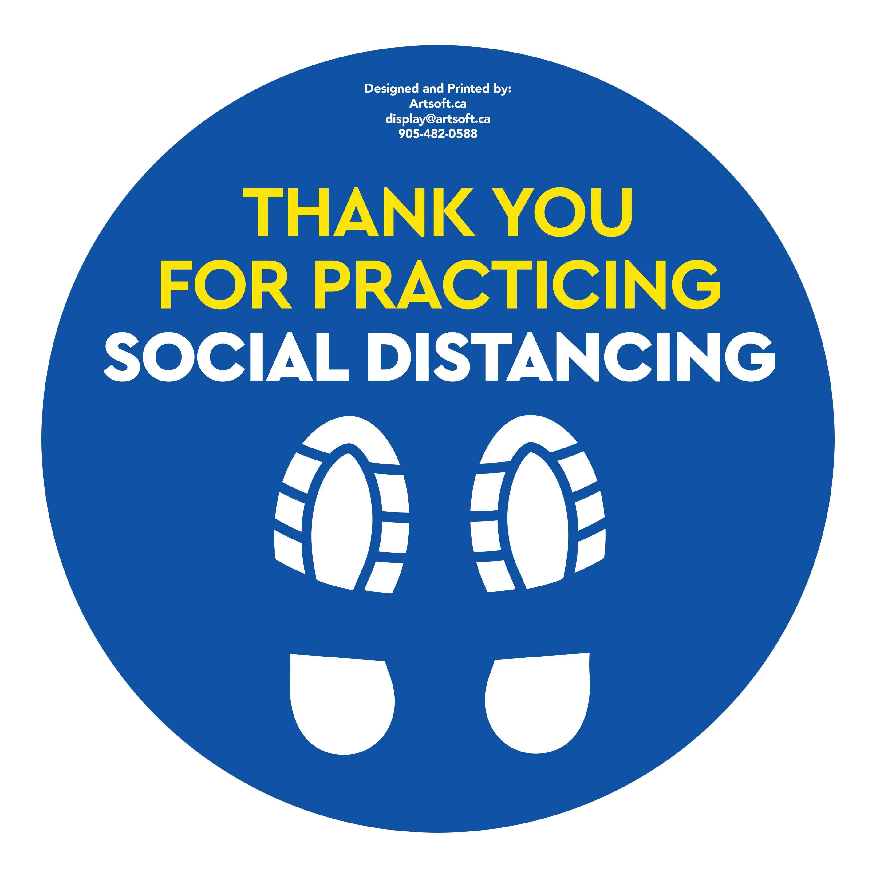 17" FootPrint- Social Distancing Anti-slip Floor Stickers - 6 Color Available