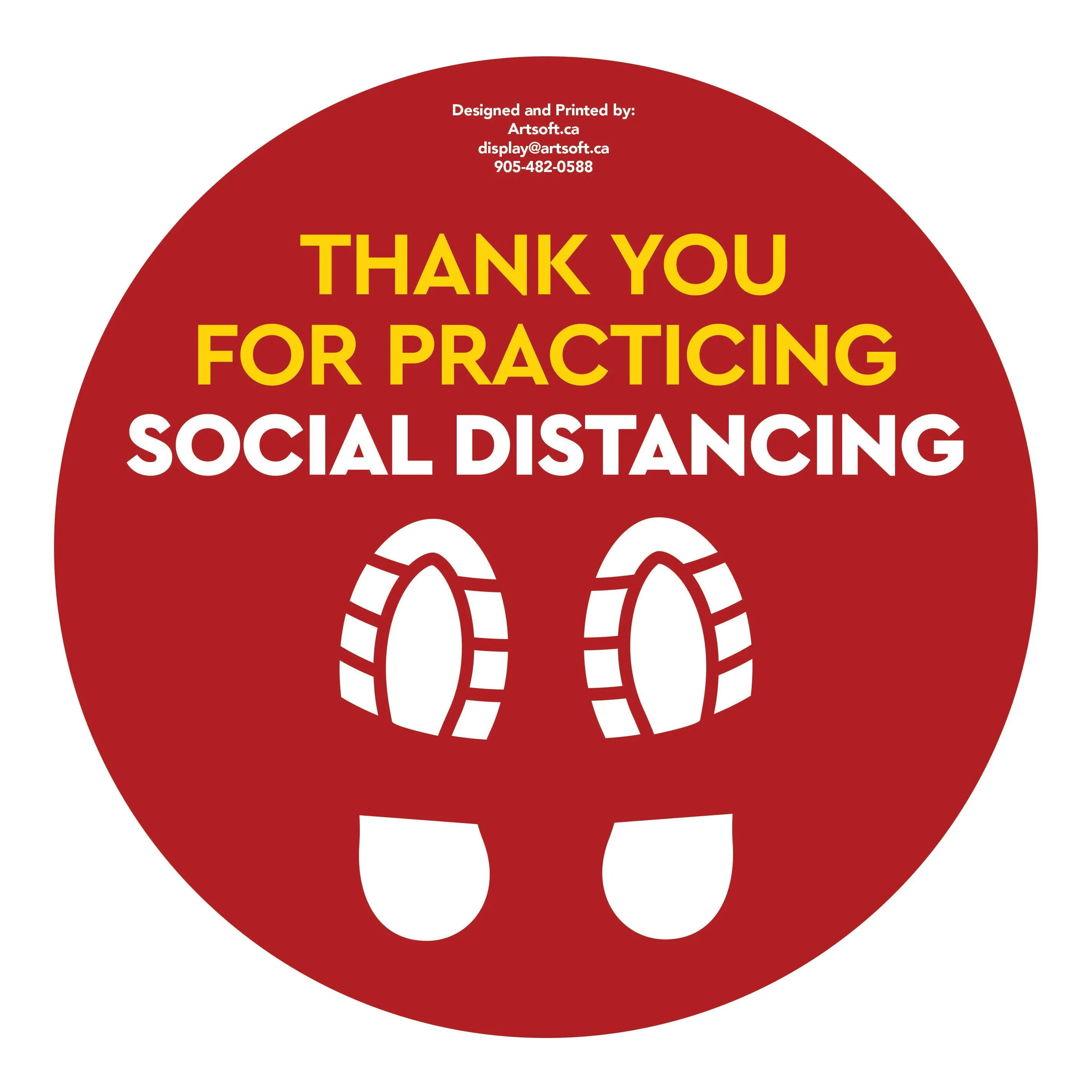 17" FootPrint- Social Distancing Anti-slip Floor Stickers - 6 Color Available