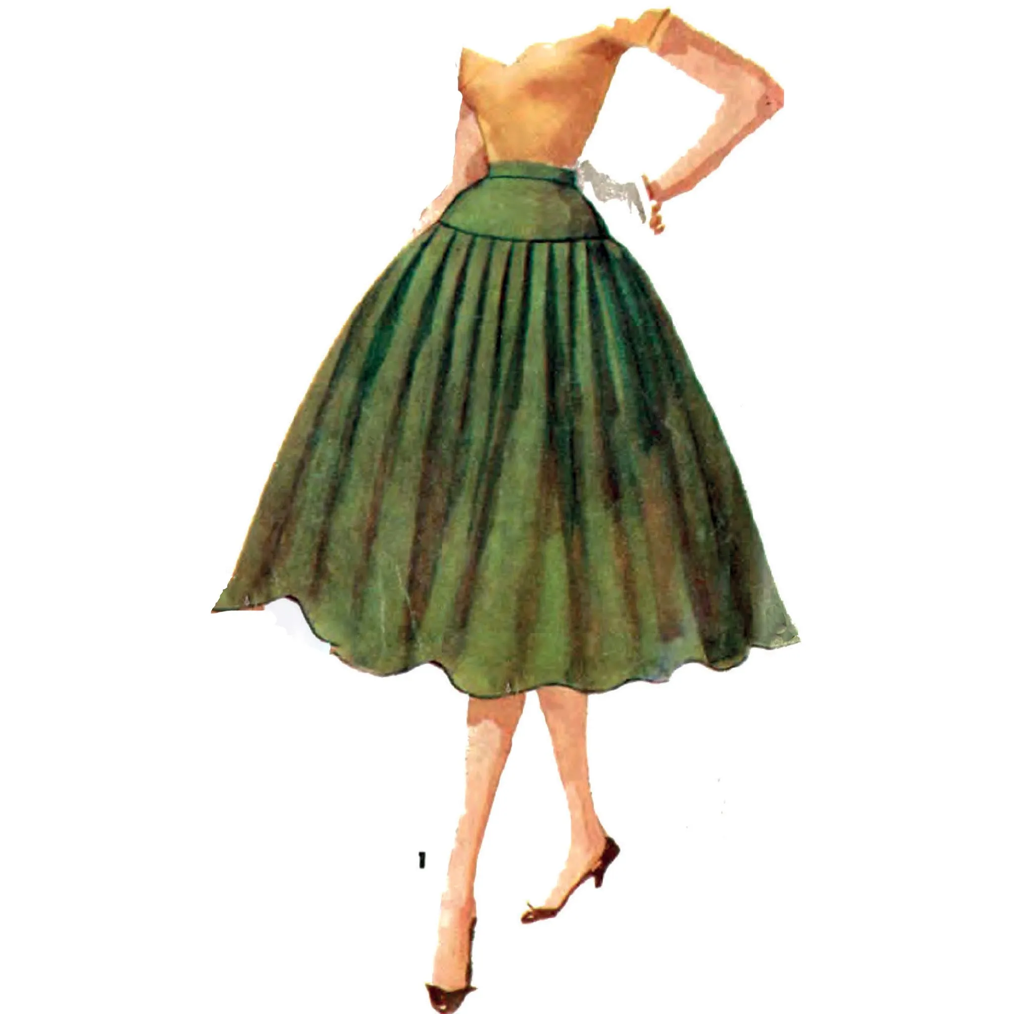 1950s Pattern, Full Circle Swing Skirt, Rockabilly - Waist 27" (68.6cm)