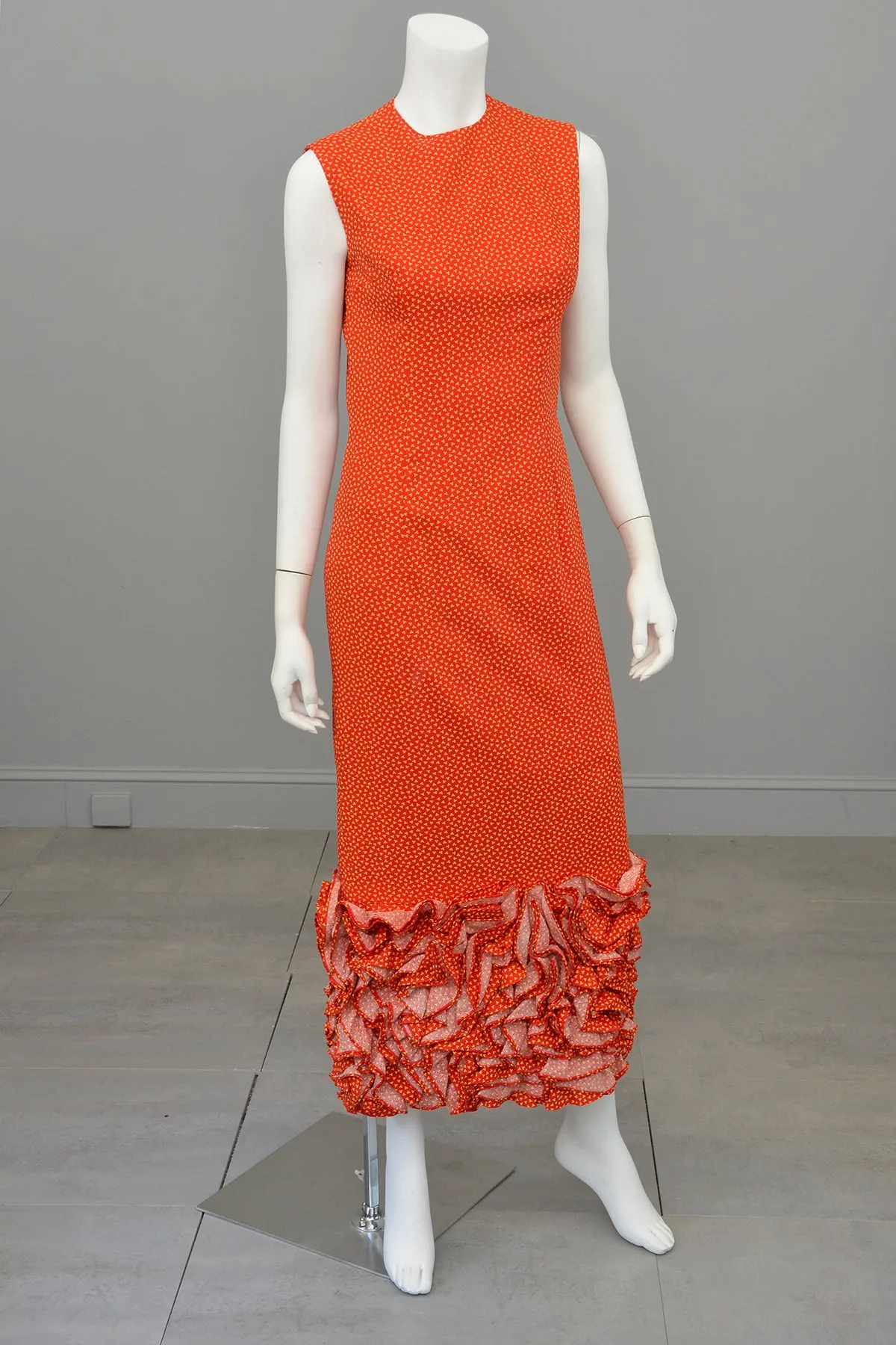 1970s Mod Retro Origami Hem Maxi Dress by Anne Fogarty