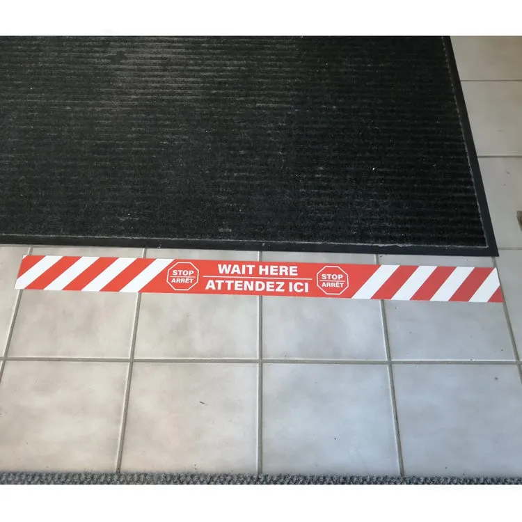 32" x 2.5" Inches - Floor Strip Sticker - STOP / WAIT HERE