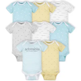 8-Pack Baby Neutral Words Short Sleeve Onesies® Bodysuits