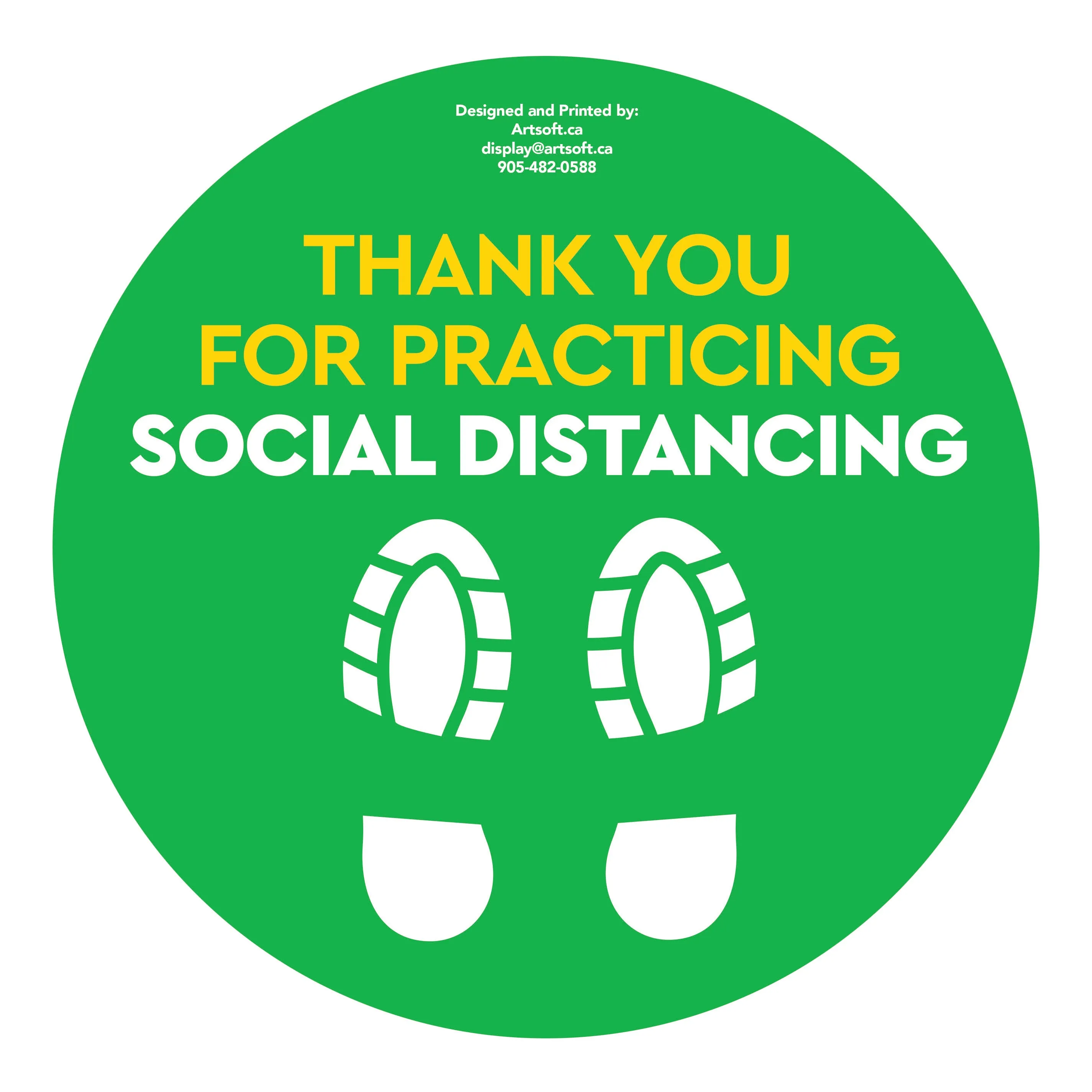 8.5" FootPrint - Social Distancing Anti-slip Floor Stickers - 6 Color Available