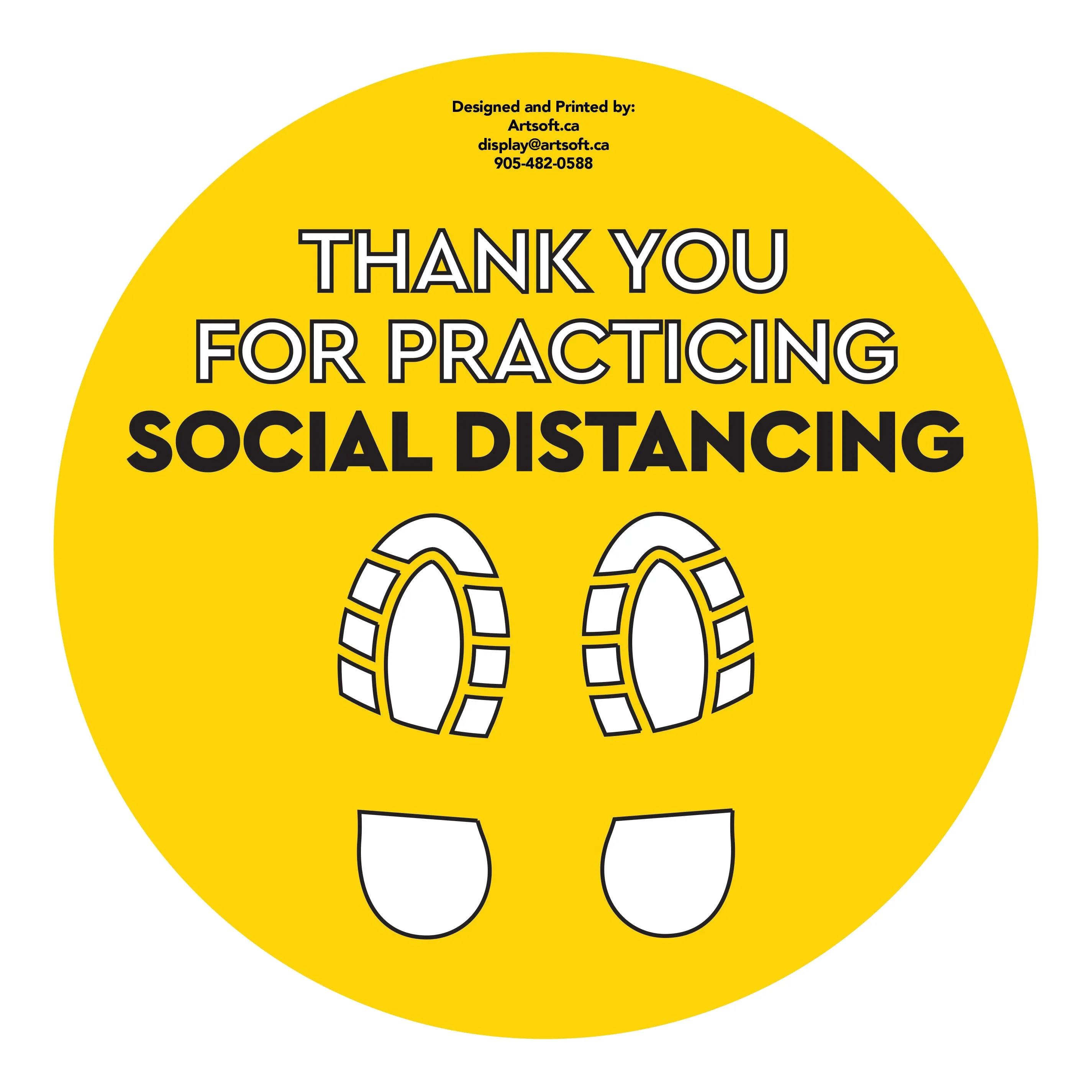 8.5" FootPrint - Social Distancing Anti-slip Floor Stickers - 6 Color Available