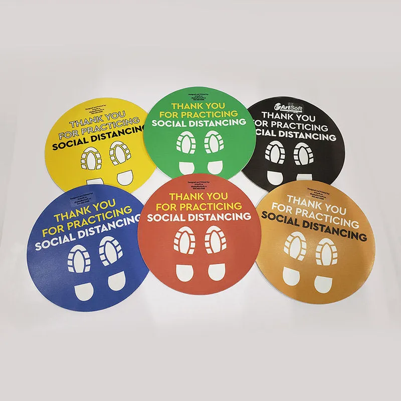 8.5" FootPrint - Social Distancing Anti-slip Floor Stickers - 6 Color Available