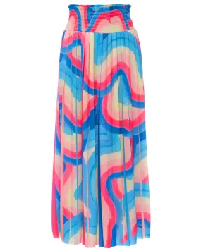 Abstract Rainbow Illusion Pleated Skirt