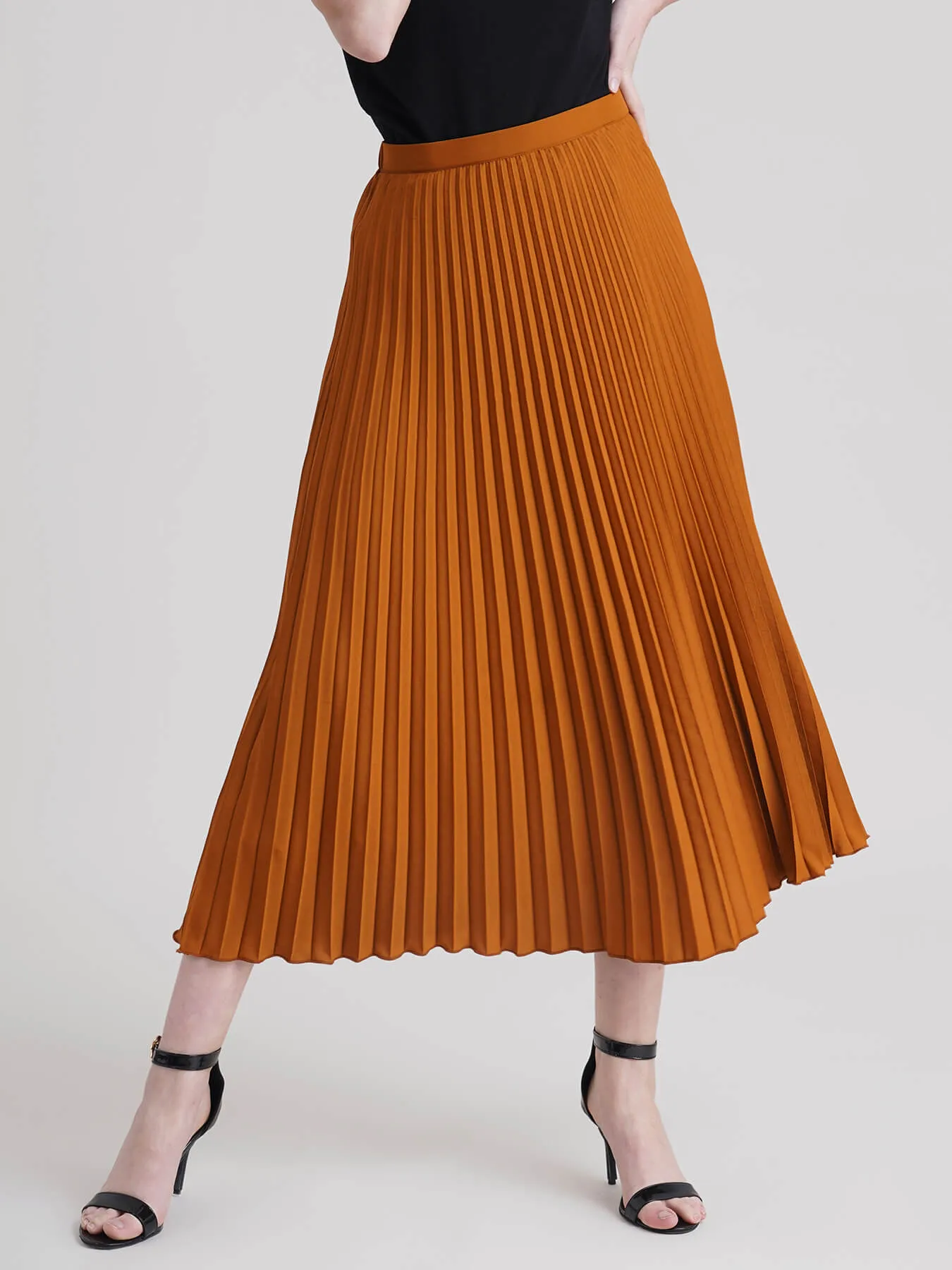 Accordion Pleated Skirt - Camel