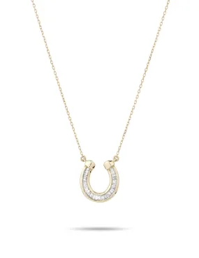 Adina - Baguette Horseshoe Necklace in Y14k