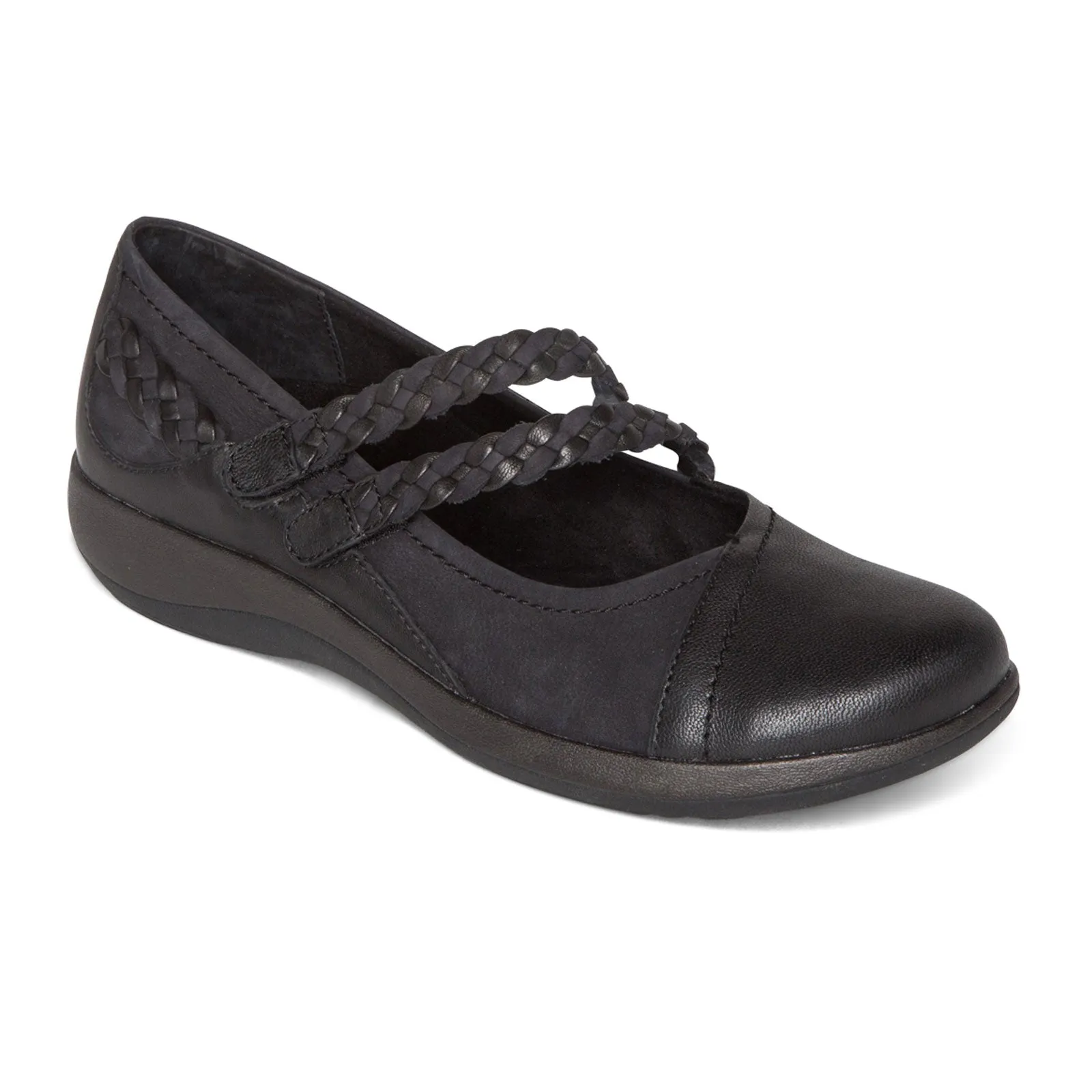 Aetrex Annie Mary Jane (Women) - Black Leather