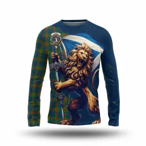 Aiton Tartan Family Crest Long Sleeve T-Shirt with Scottish Majestic Lion