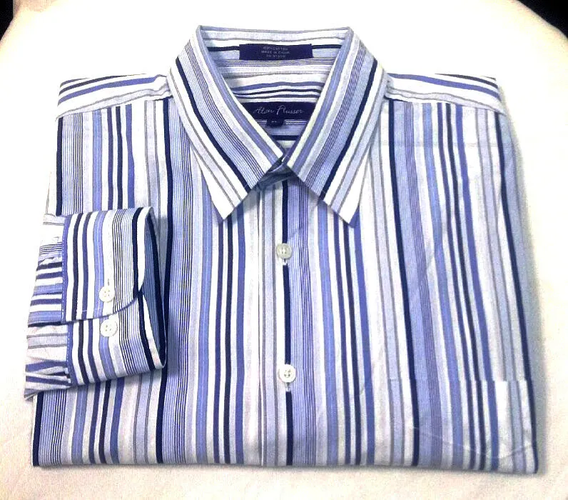 Alan Fluesser- Blue/White Stripe, BU Dress/Fashion Shirt- size XL