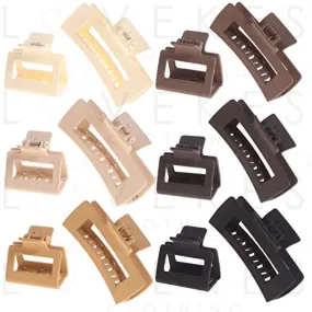 Alemaky 12 Pack Square Claw Clips, Big and Small Neutral Rectangle Hair Non-slip Matte Large Clips for Women,Strong Hold jaw clip Thick Thin