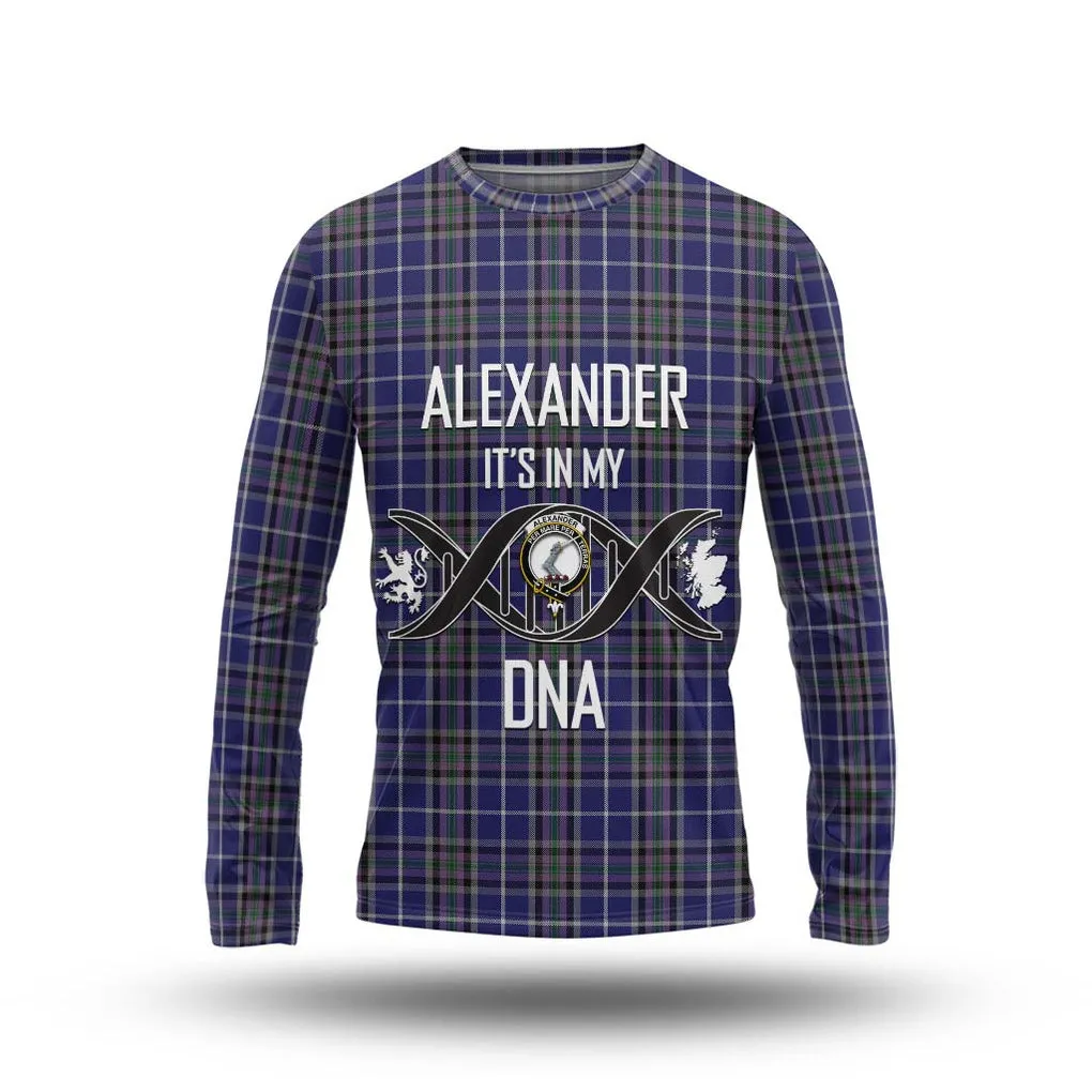 Alexander of Menstry Tartan Long Sleeve T-Shirt with Family Crest DNA In Me Style