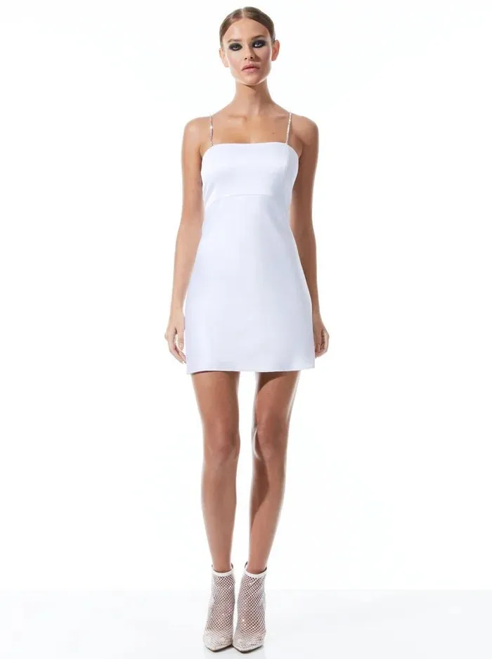 Alice   Olivia Sutton Crystal Strap Mini Dress in White