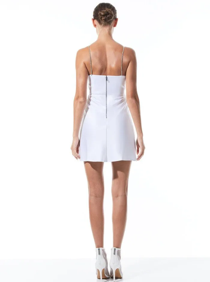 Alice   Olivia Sutton Crystal Strap Mini Dress in White