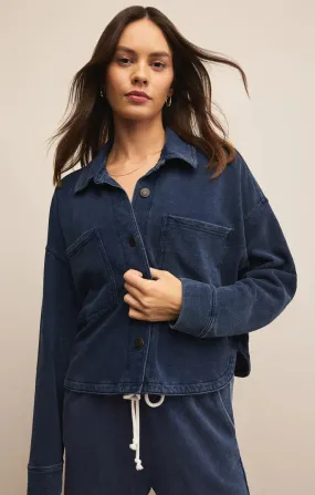 All Day Cropped Knit Denim Jacket