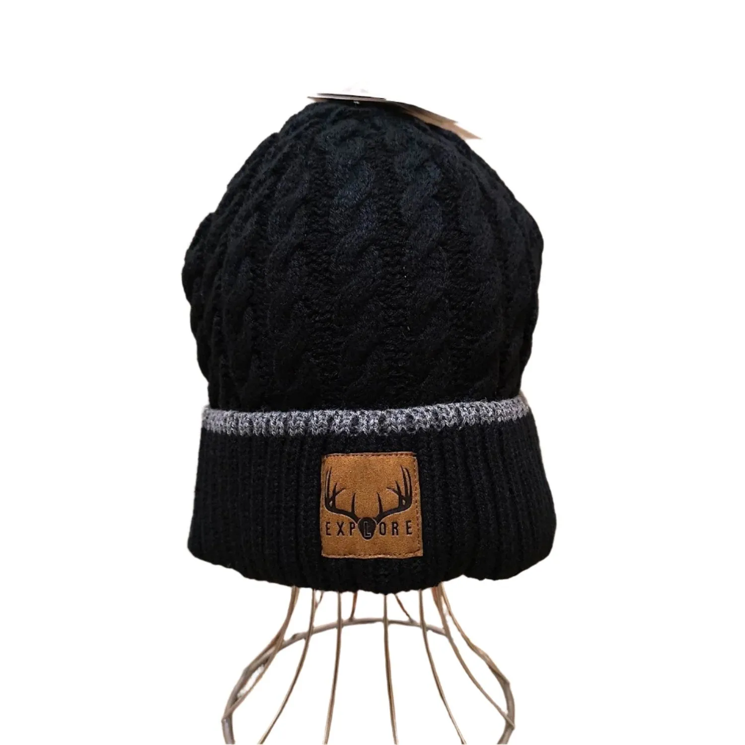 Avenel Cable Knit Explore Beanie - Black