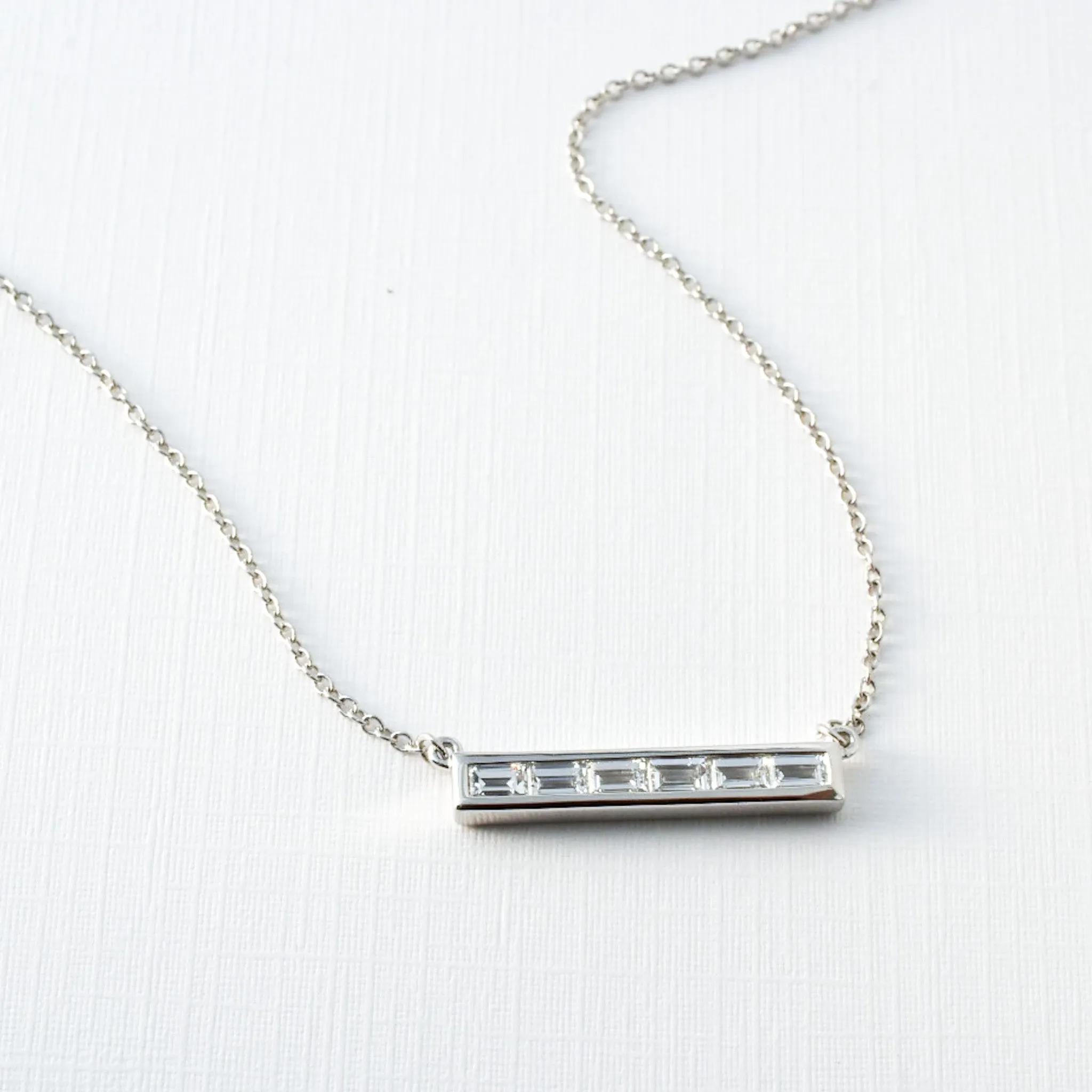 Baguette Diamond Bar Necklace