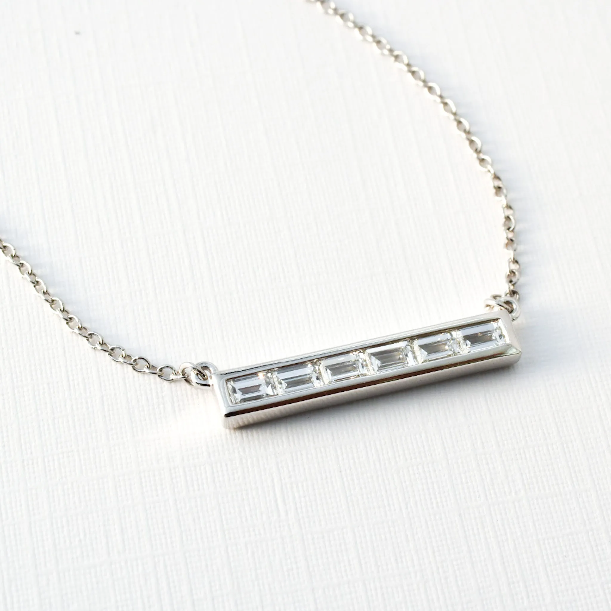 Baguette Diamond Bar Necklace