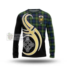 Bailey Modern Tartan Long Sleeve T-Shirt with Family Crest and Celtic Symbol Style