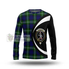 Bannerman Tartan Long Sleeve T-Shirt with Family Crest Circle Style