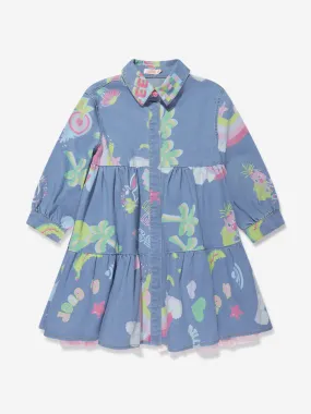 Billieblush Girls Imaginary World Denim Dress in Blue