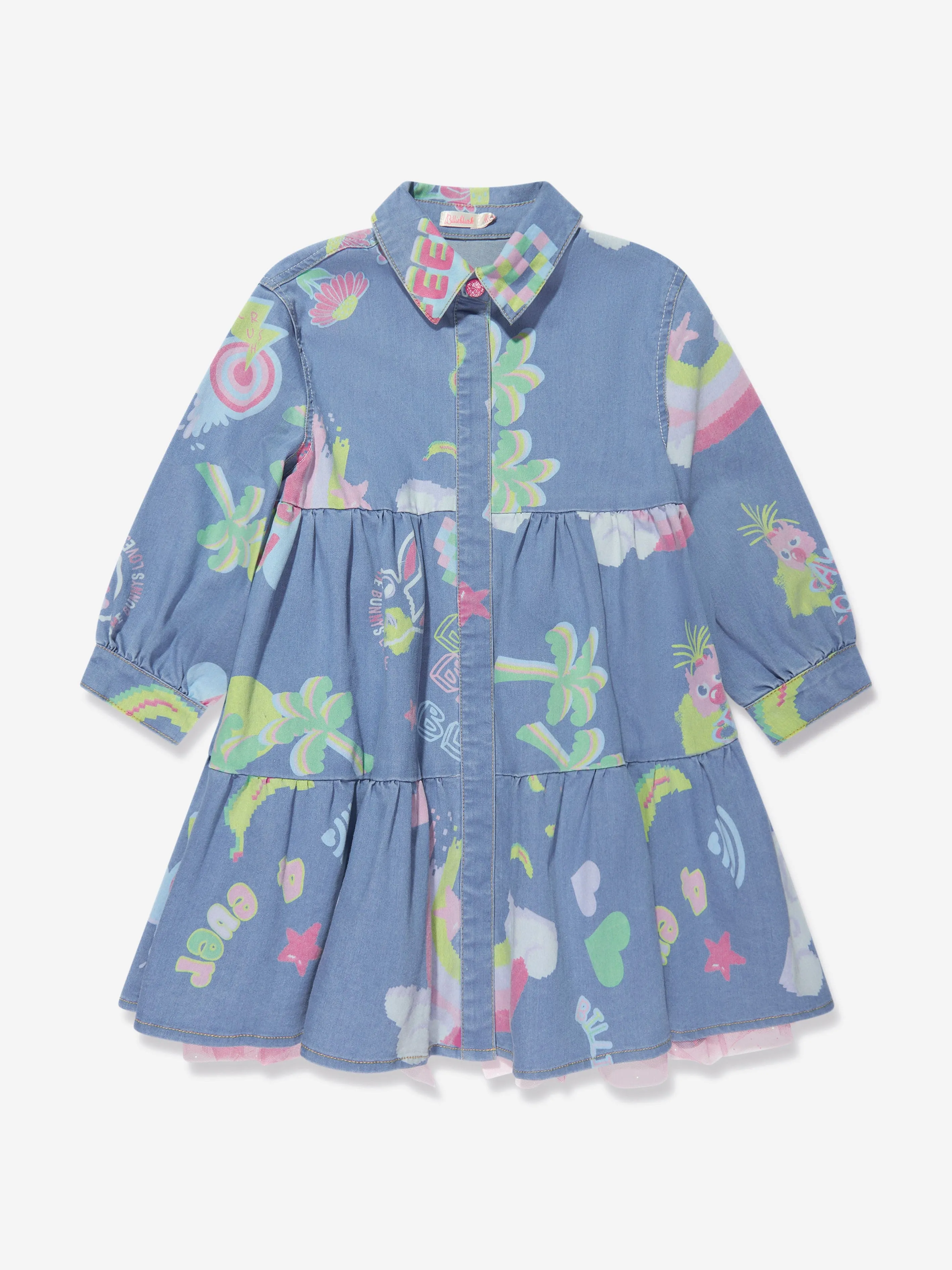 Billieblush Girls Imaginary World Denim Dress in Blue