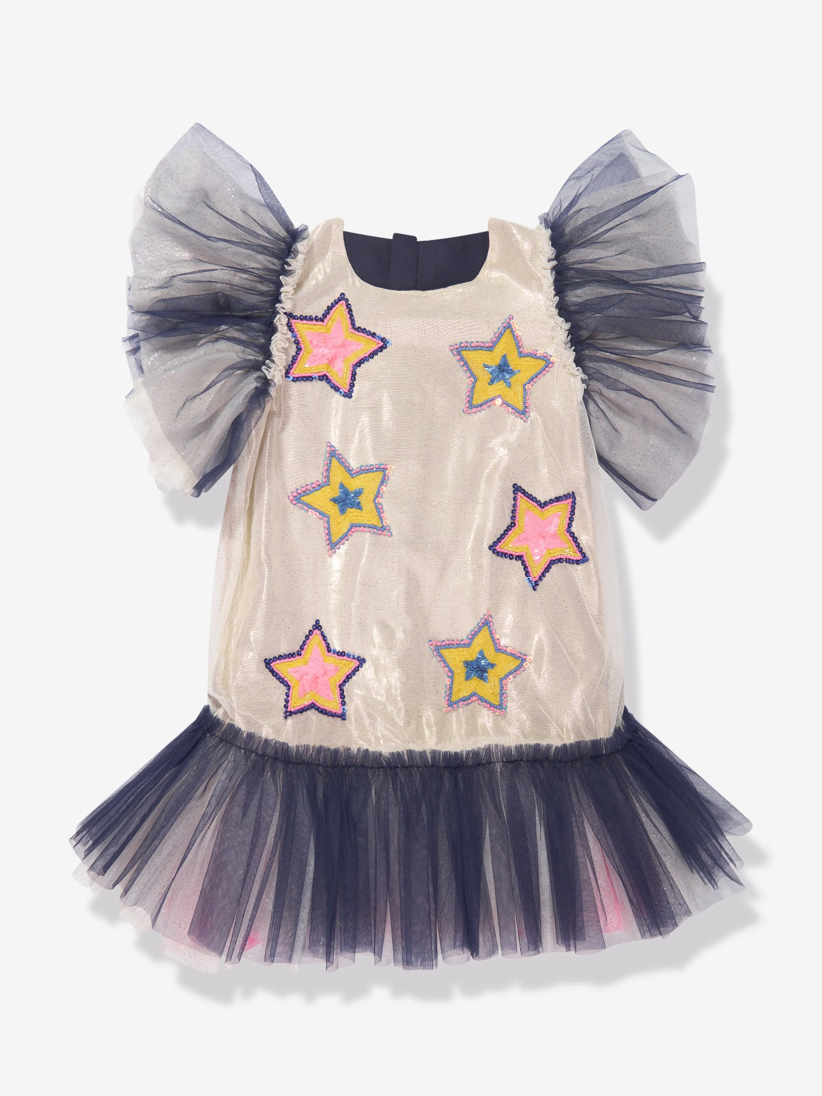 Billieblush Girls Stars Tulle Trim Dress in Multicolour