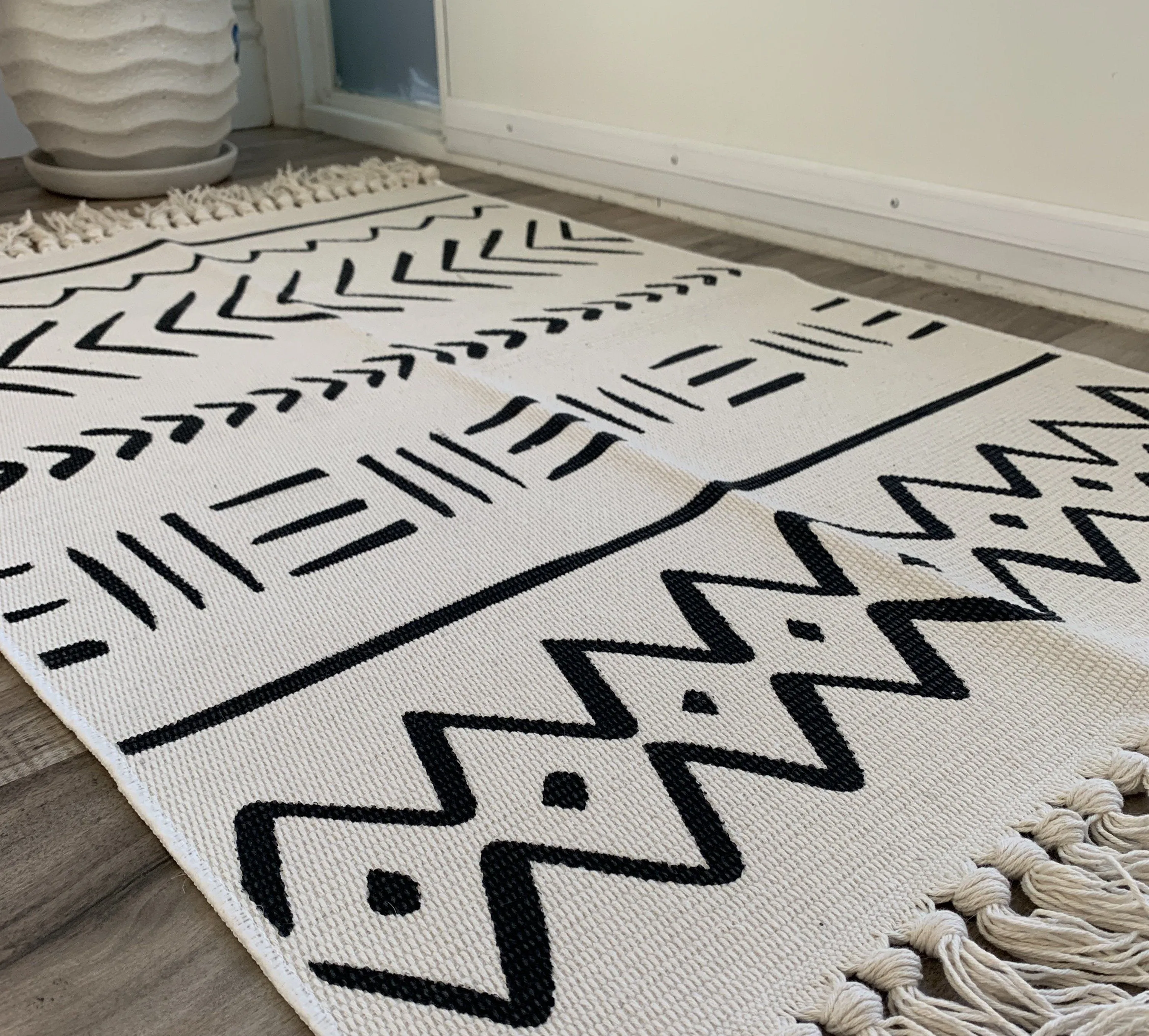 Black and White Boho Accent Rug