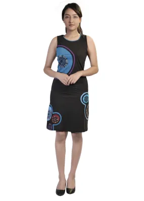 black-blue-sleeveless-dress-with-mandala-embroidery-and-hand-painted-design