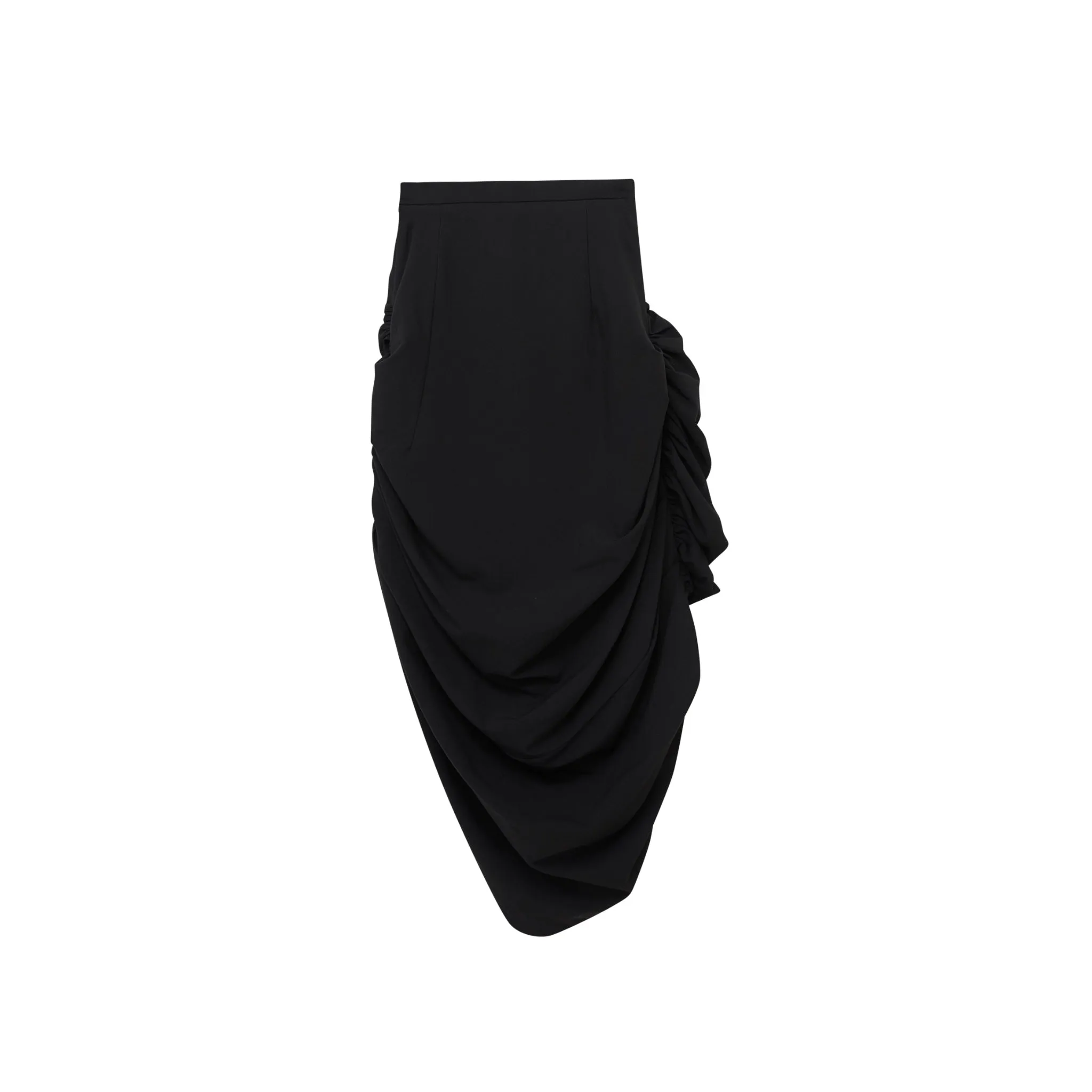 Black Slim Pleated Mid-Length Skirt