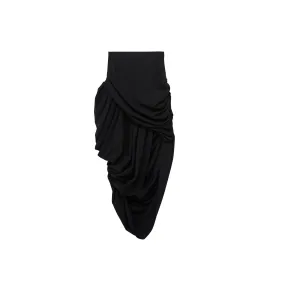 Black Slim Pleated Mid-Length Skirt