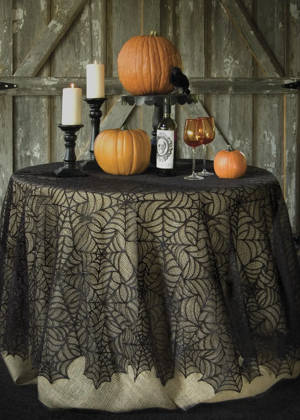 Black Spider Web Tablecloth