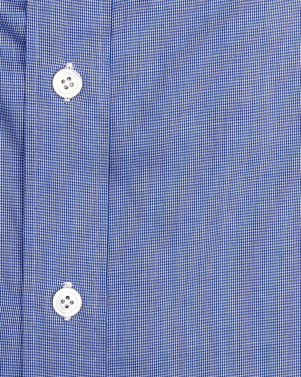 Blue Micro Houndstooth Dress Shirt