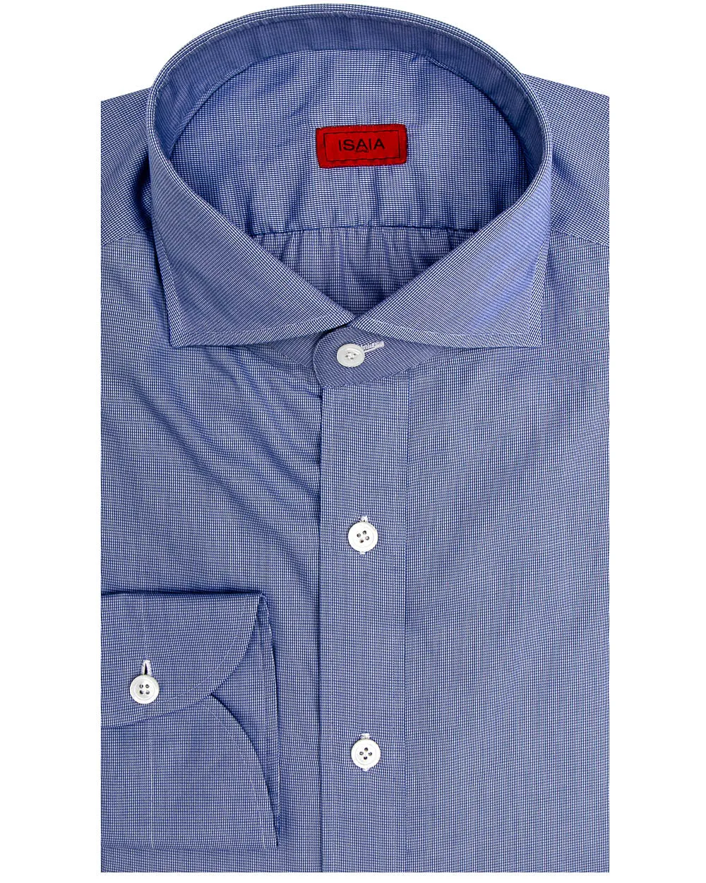 Blue Micro Houndstooth Dress Shirt