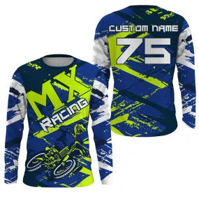 Blue Motocross Jersey Dirt Bike Custom Shirt Upf30  For Men Women Mx Racing Off-Road Racewear