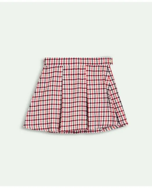 Brooks Brothers Girls Cotton Flannel Pleated Skirt Red