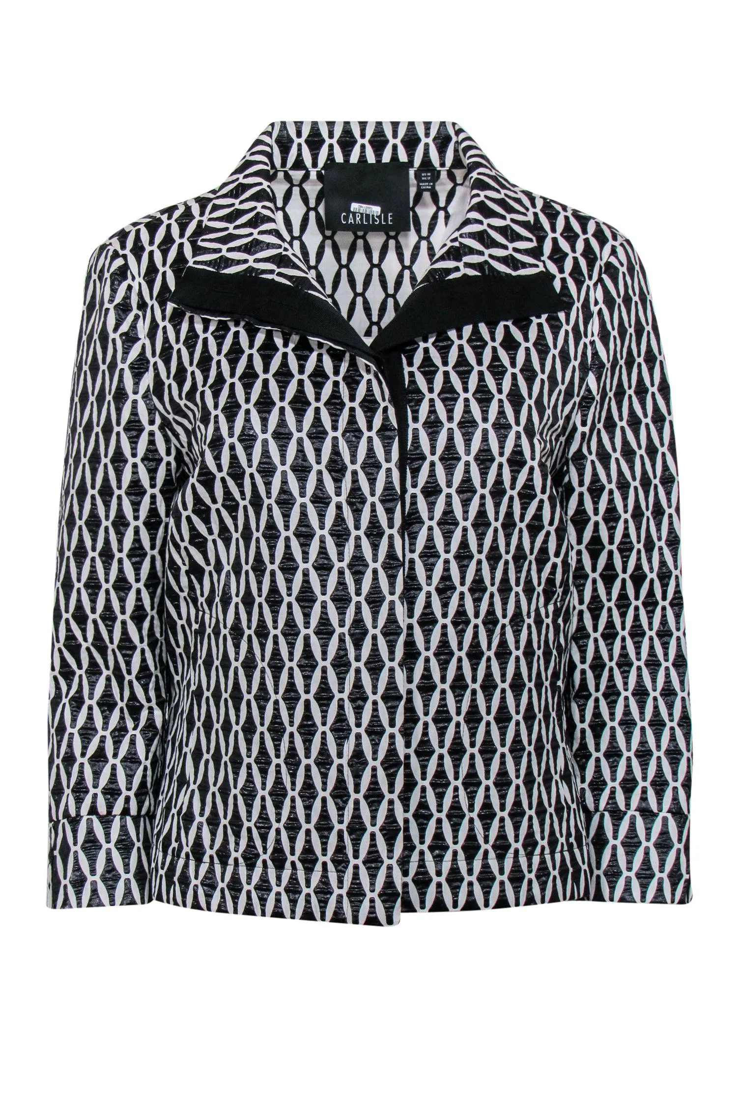 Carlisle - Black & White Textured Cropped Jacket Sz 10