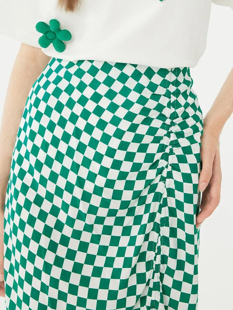 Checkerboard Slip & Shirring Dress Set