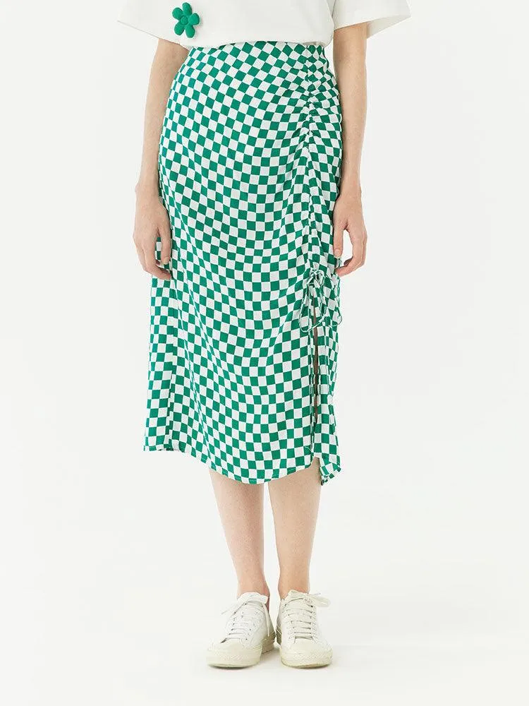 Checkerboard Slip & Shirring Dress Set