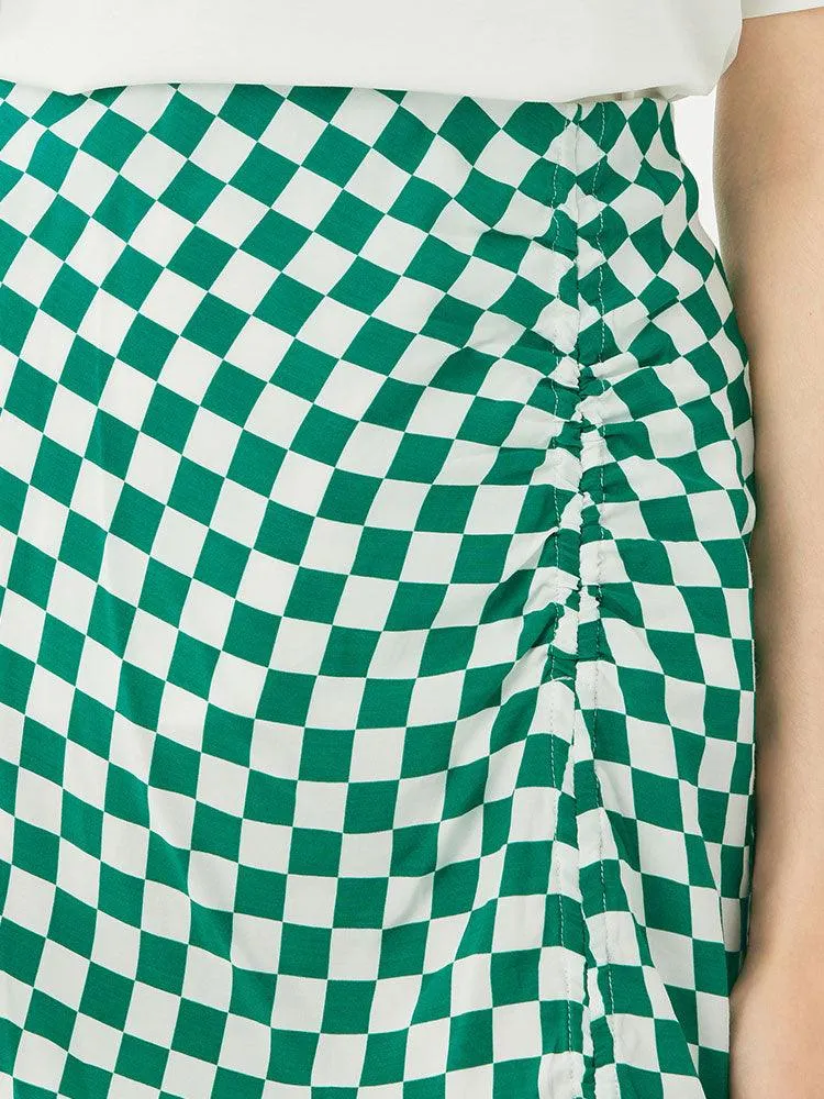 Checkerboard Slip & Shirring Dress Set