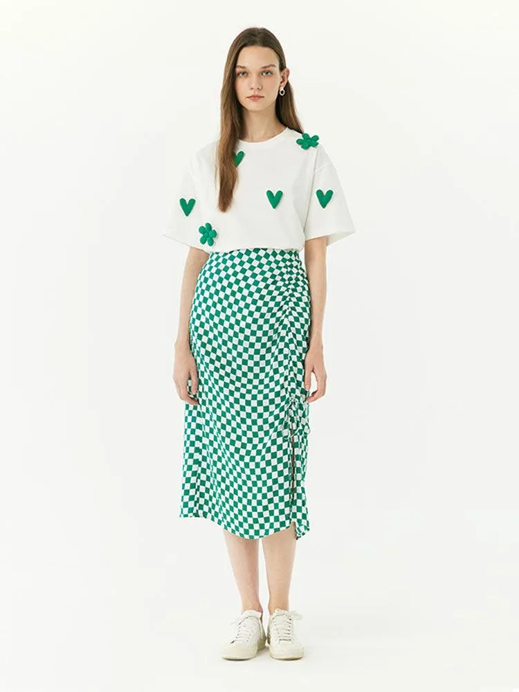 Checkerboard Slip & Shirring Dress Set