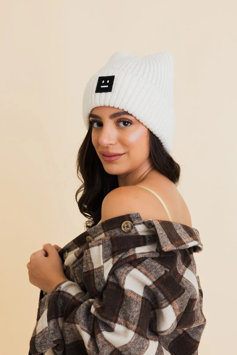 Chill Vibes Soft Ribbed Square Top Beanie