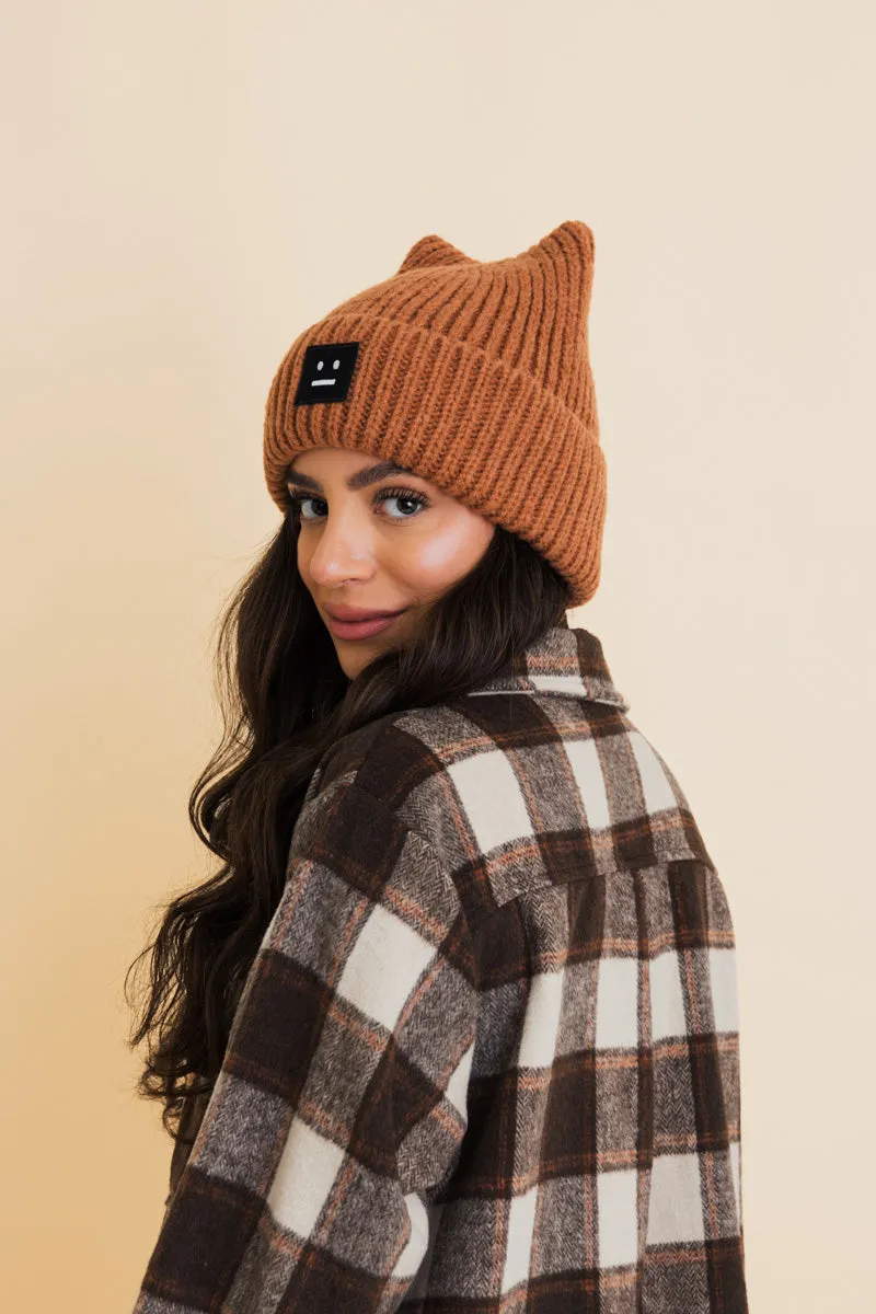 Chill Vibes Soft Ribbed Square Top Beanie