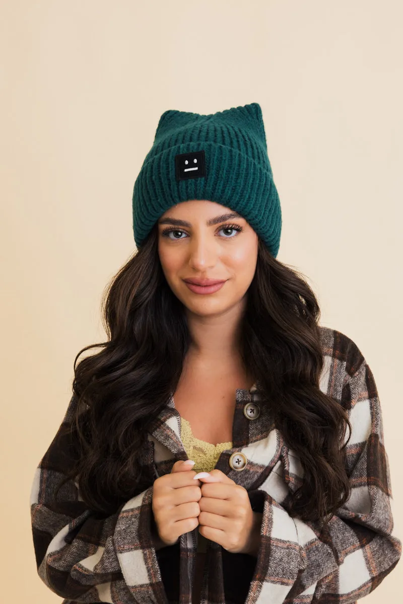 Chill Vibes Soft Ribbed Square Top Beanie