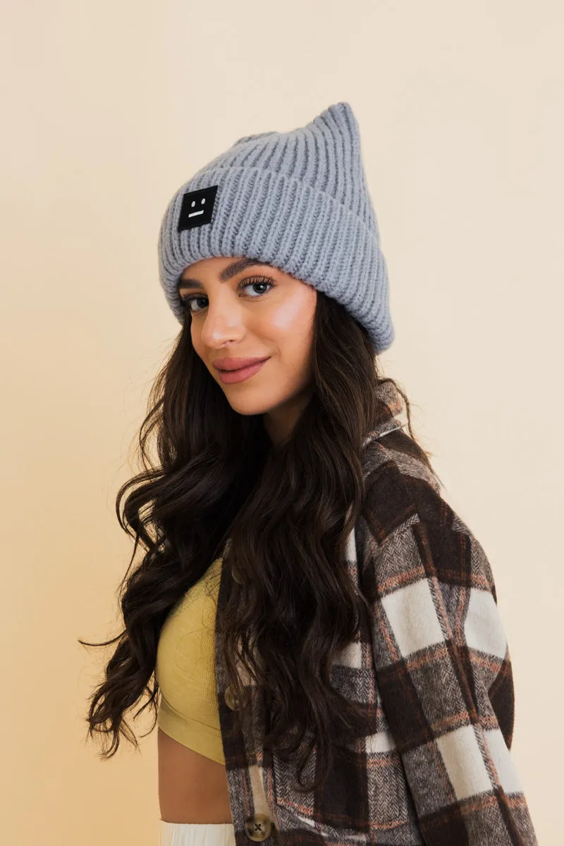 Chill Vibes Soft Ribbed Square Top Beanie