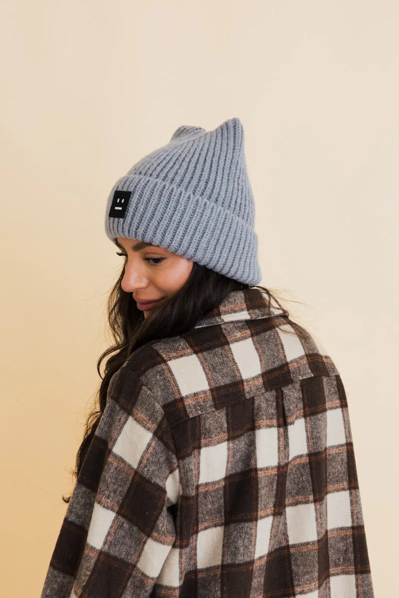 Chill Vibes Soft Ribbed Square Top Beanie