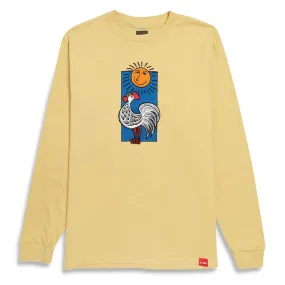 Chocolate Rooster Long Sleeve T-shirt - Pale Yellow