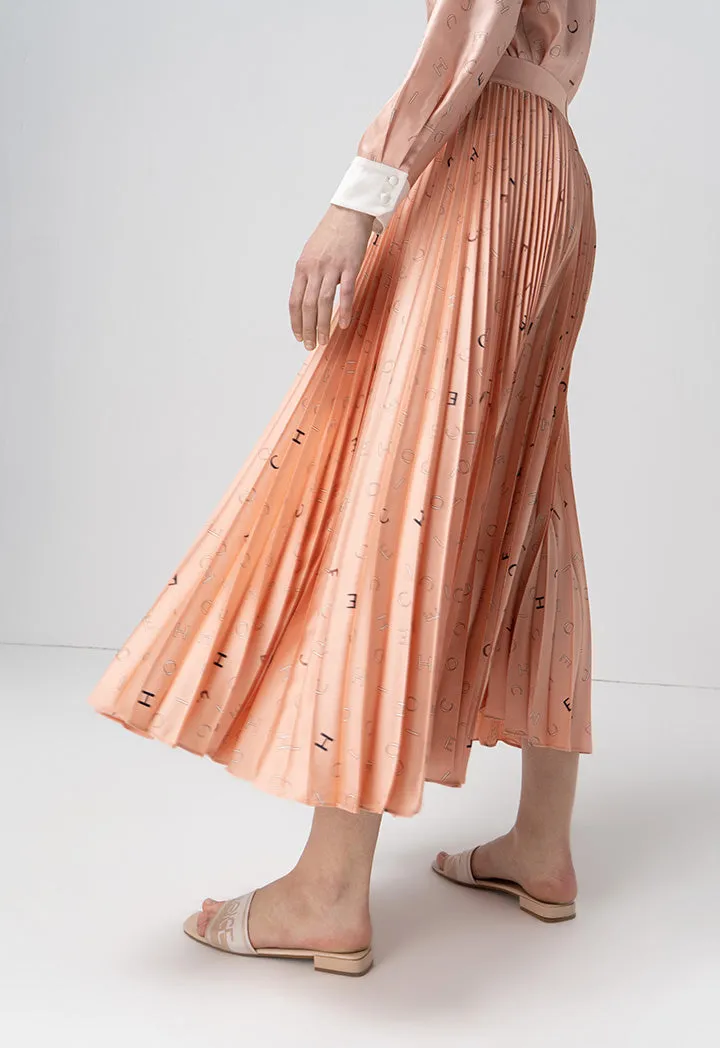 Choice Printed Pleated Long Accordion Skirt Print